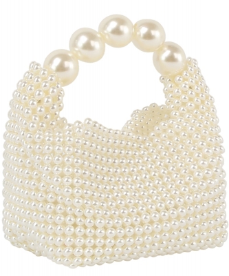 Beaded Pearl Handle Clutch Satchel GM0001 PEARL
